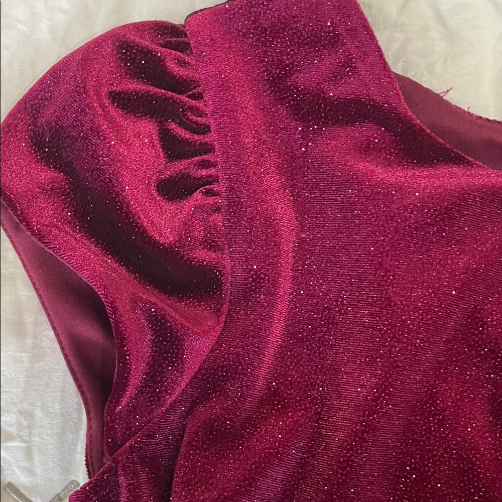 Jona Michelle Burgundy and White Kids Dress - Picture 4 of 6